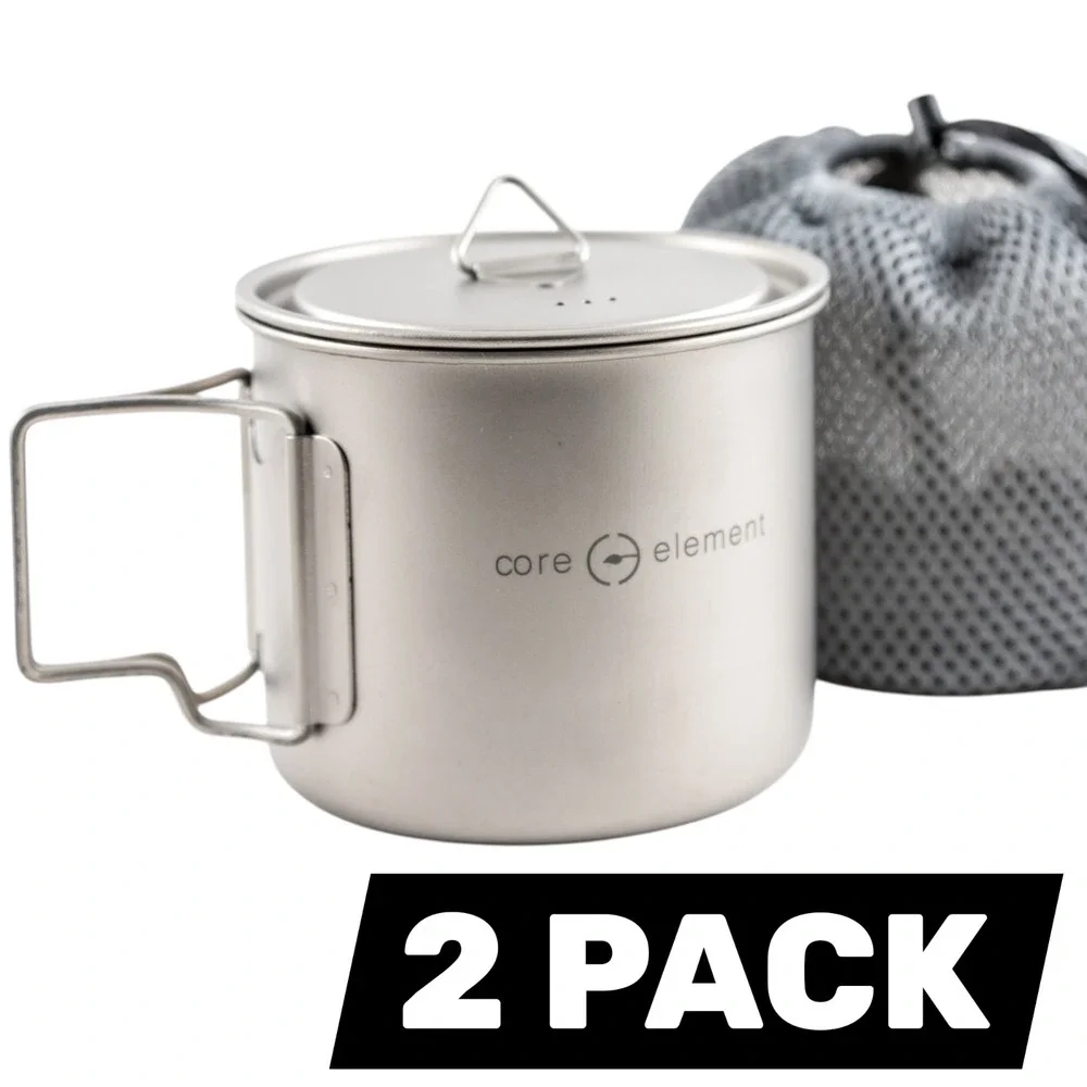 100% Titanium Cookware Set of 2 Mug 18oz 550ml Cup Mug Ultralight with Pouch
